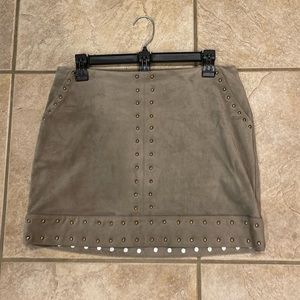 Gianni Bini Grey Suede Mini Studded Skirt